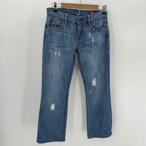 Express Jeans Womens 4 Blue Cotton X2 Denim Laboratory Low Rise VTG -HEM 28.5"